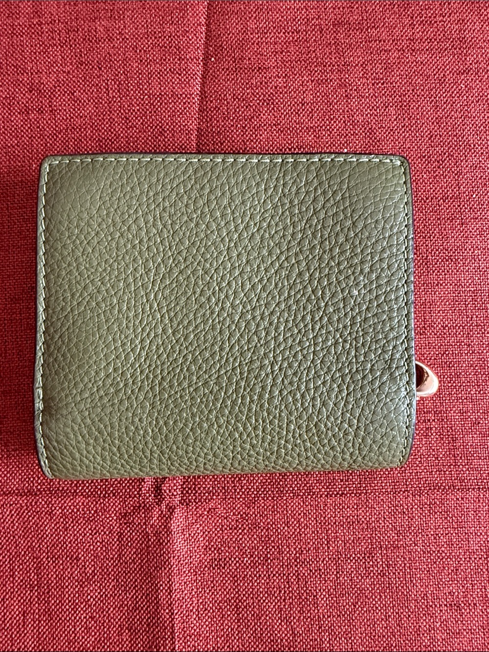 Coach Olive Pebbled Leather Compact Wallet with Gold Logo - Picture 3 of 8